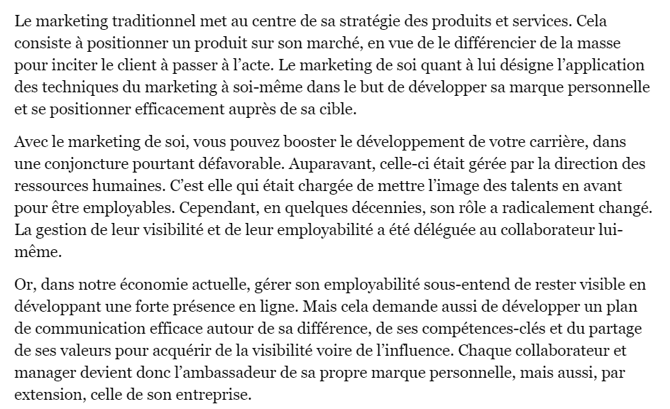 Le marketing de soi une n&eacute;cessit&eacute; aujourd'hui