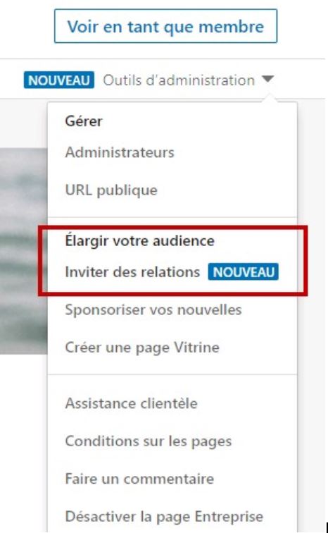 Inviter les contacts LinkedIn &agrave; suivre sa page LinkedIn entreprise