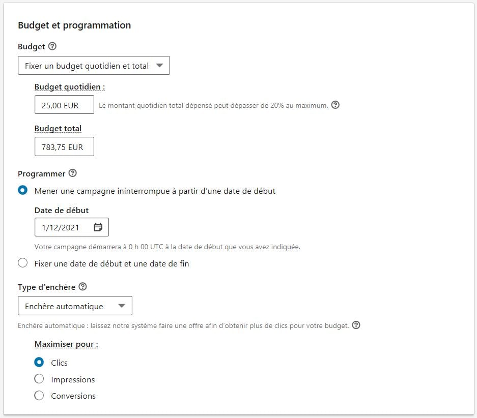 LinkedIn Ads Budget et ench&egrave;res - Tutoriel Linkinfluent