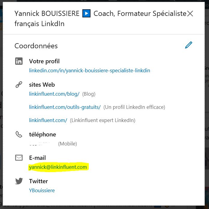 Récupérer l'email dans la rubrique coordonnées d'un profil LinkedIn étape 2