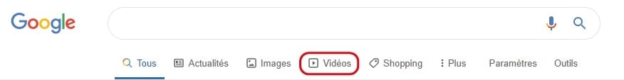 Google onglet video