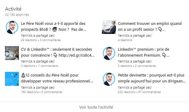 Activit&eacute; LinkedIn
