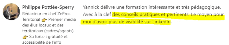 formation LinkedIn particuliers : témoignages