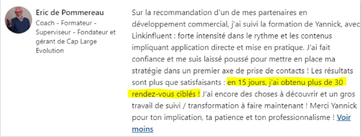 Formation LinkedIn particuliers : témoignages